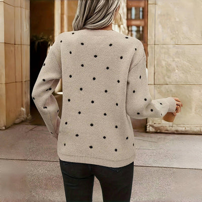 Claire - Knitted Sweater with Polka Dot Design
