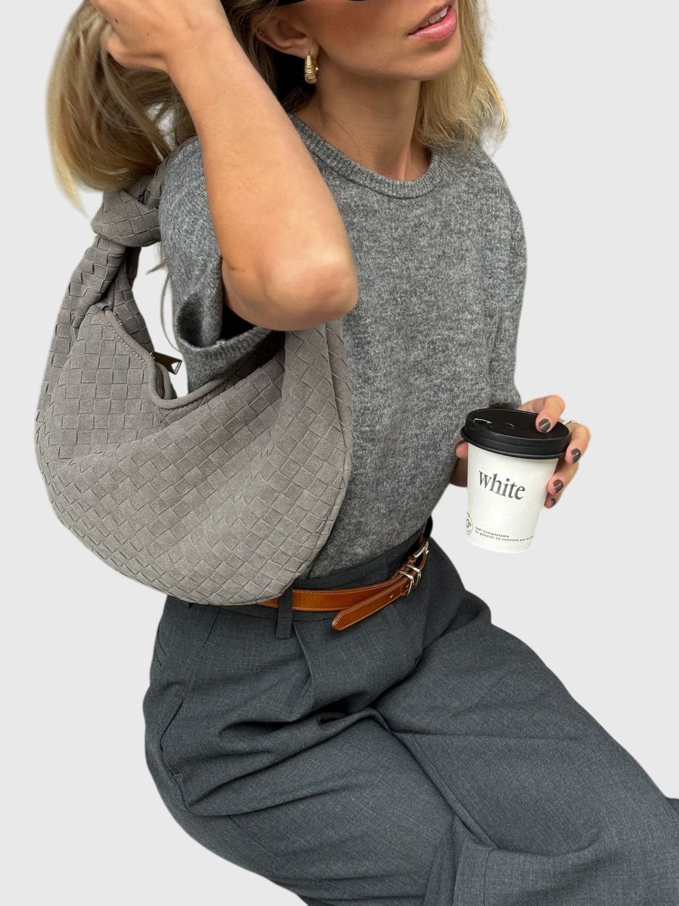 Celeste - Medium Suede Bag with Knotted Braided Design