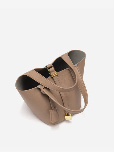 Glaiza - Elegant Gold-Lock Bucket Bag