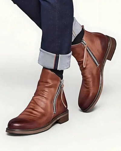 Effortless Elegance Leather Ankle Boots