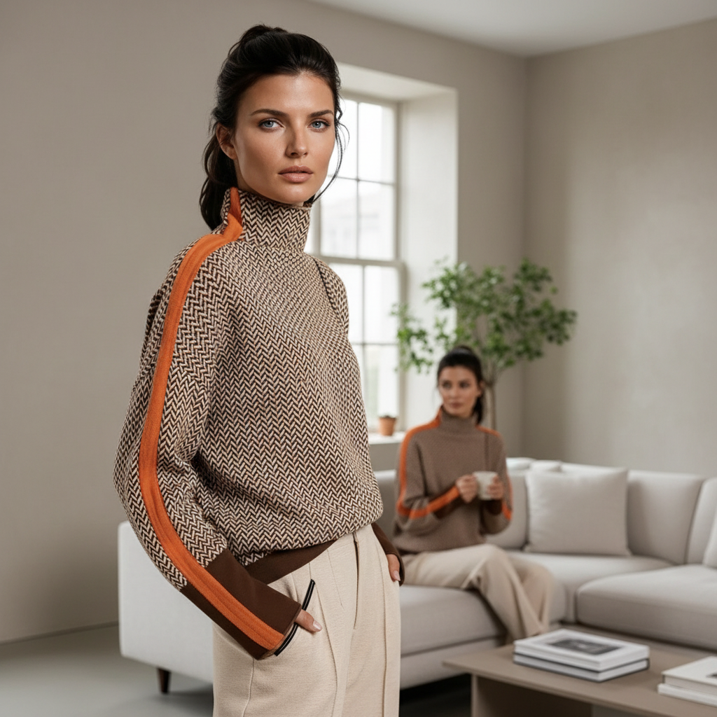 Ella | Striped Sweater with Elegant Turtleneck