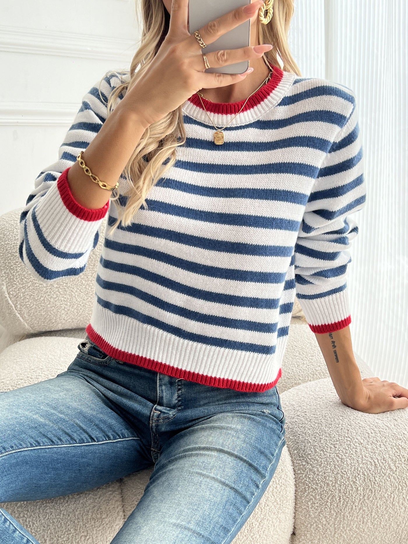 Mary | Striped Crewneck