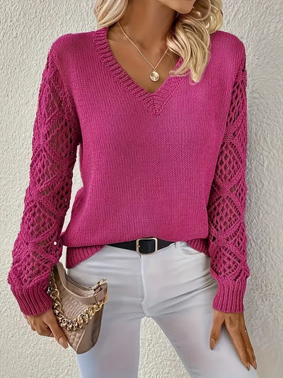 Claire - Knit Sweater with Lace Sleeves