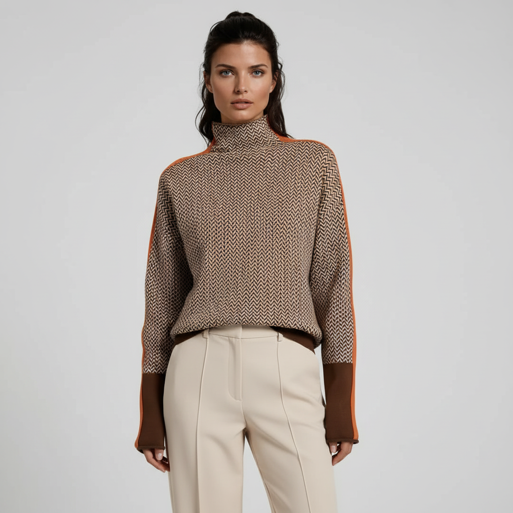 Ella | Striped Sweater with Elegant Turtleneck