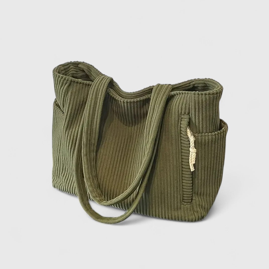 Sue – Drawstring Detail Corduroy Handbag