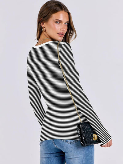 ANRABESS Women Long Sleeve Shirts Rib Knit Slim Fit Tops Basic Tee 2025 Fall Outfits Casual T-Shirt Underscrubs Layer Clothes