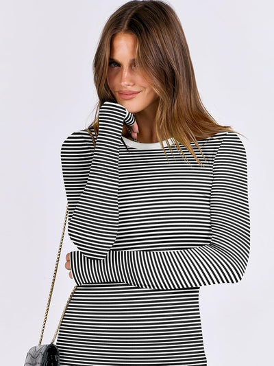 ANRABESS Women Long Sleeve Shirts Rib Knit Slim Fit Tops Basic Tee 2025 Fall Outfits Casual T-Shirt Underscrubs Layer Clothes