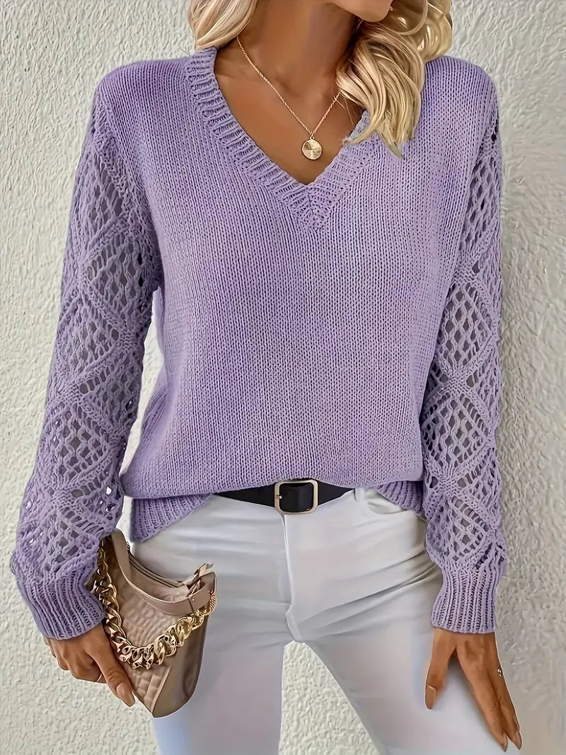 Claire - Knit Sweater with Lace Sleeves