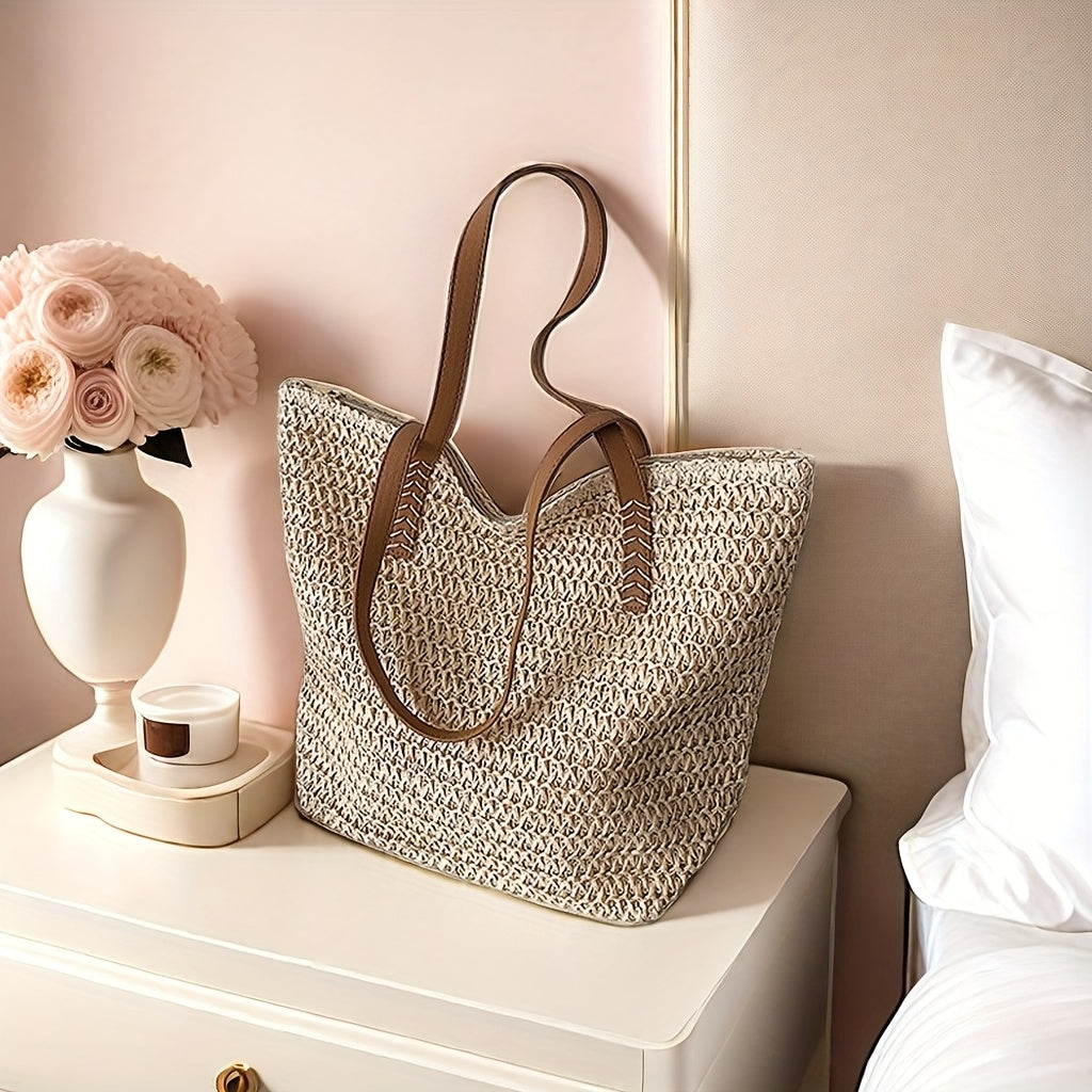 Stylish Woven Straw Handbag