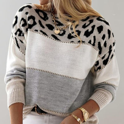 Diane -  Leopard Accent Knit Sweater