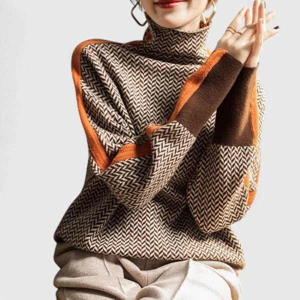 Ella | Striped Sweater with Elegant Turtleneck