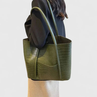 Betina - Crocodile-Embossed Leather Shoulder Bag