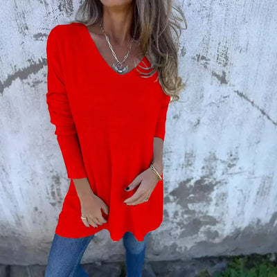 Leona - Relaxed V-Neck Knit Tunic