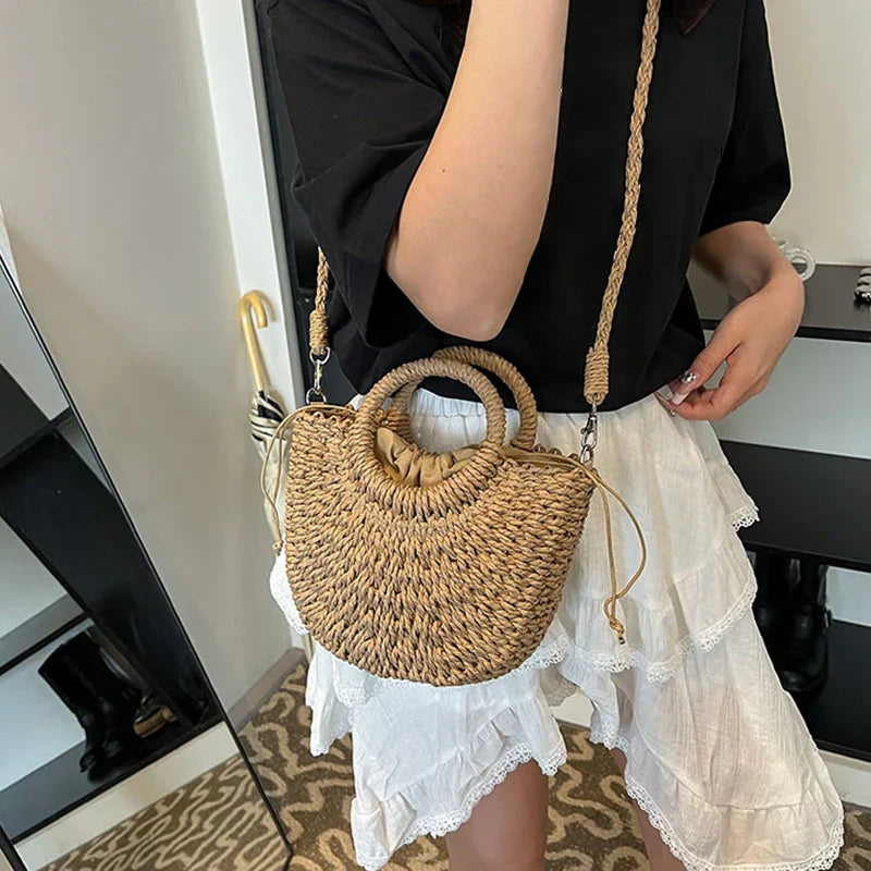 Handcrafted Straw Crossbody Bag