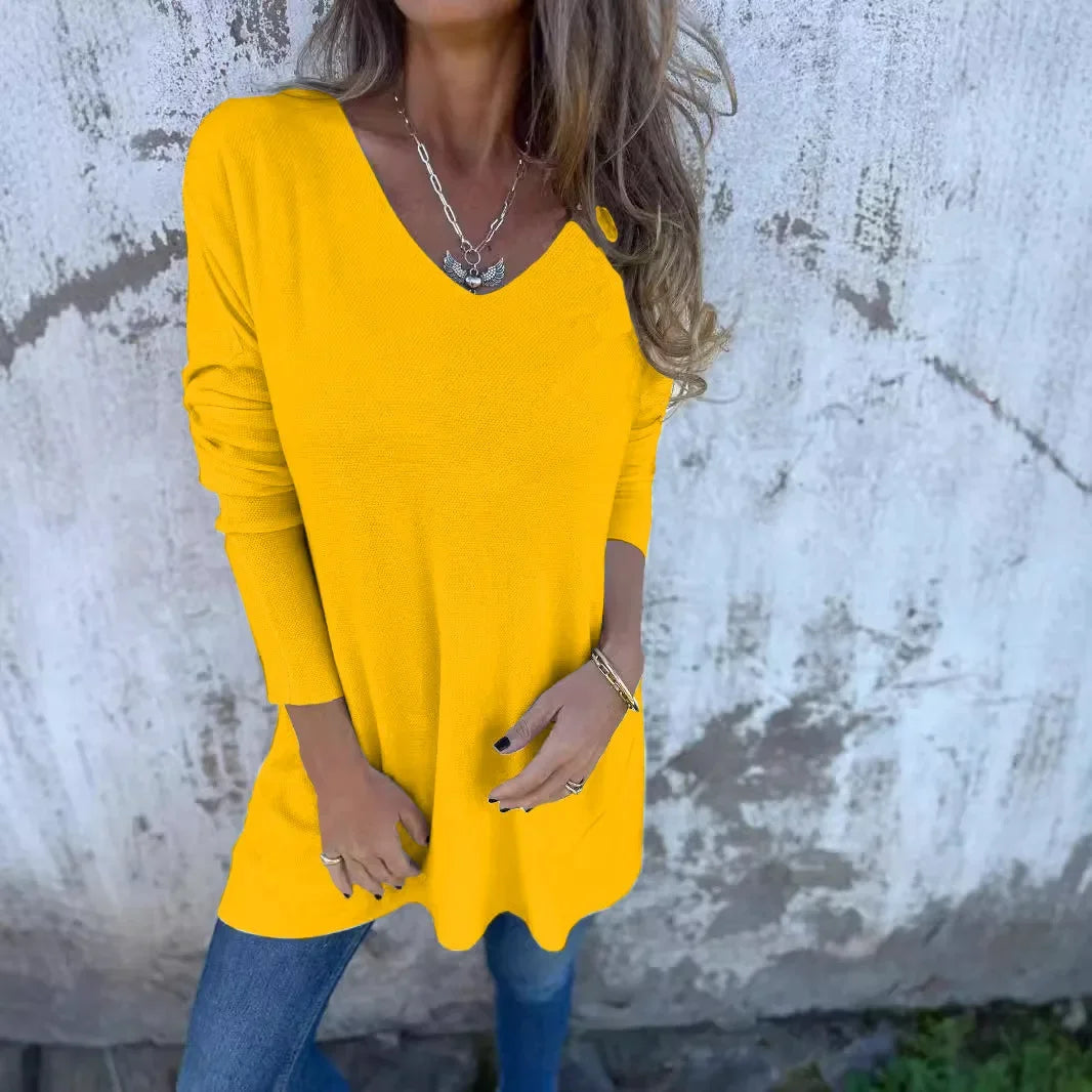Leona - Relaxed V-Neck Knit Tunic