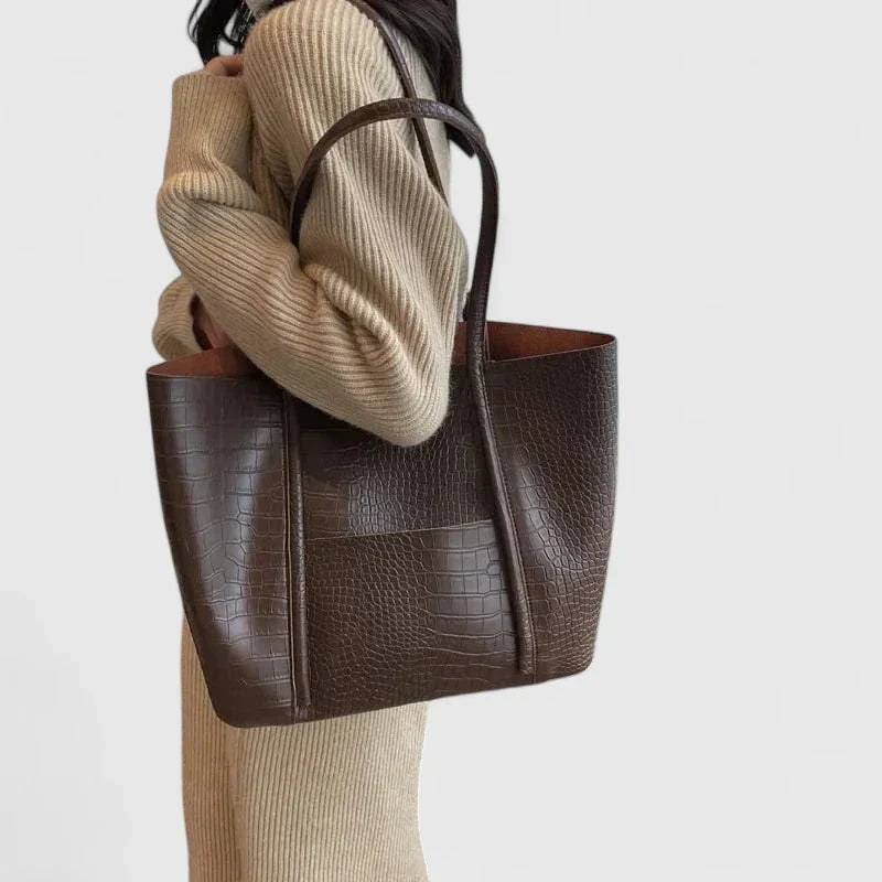 Betina - Crocodile-Embossed Leather Shoulder Bag