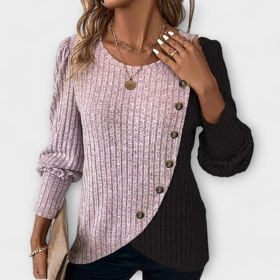 Calista – Contrast Button Knit