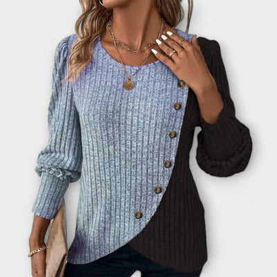Calista – Contrast Button Knit