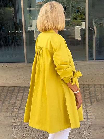 ELLARIA – GATHERED BACK COTTON SHIRT JACKET