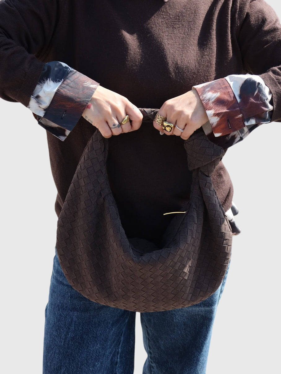 Celeste - Medium Suede Bag with Knotted Braided Design