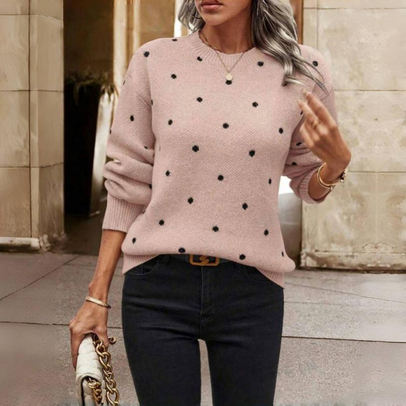 Claire - Knitted Sweater with Polka Dot Design