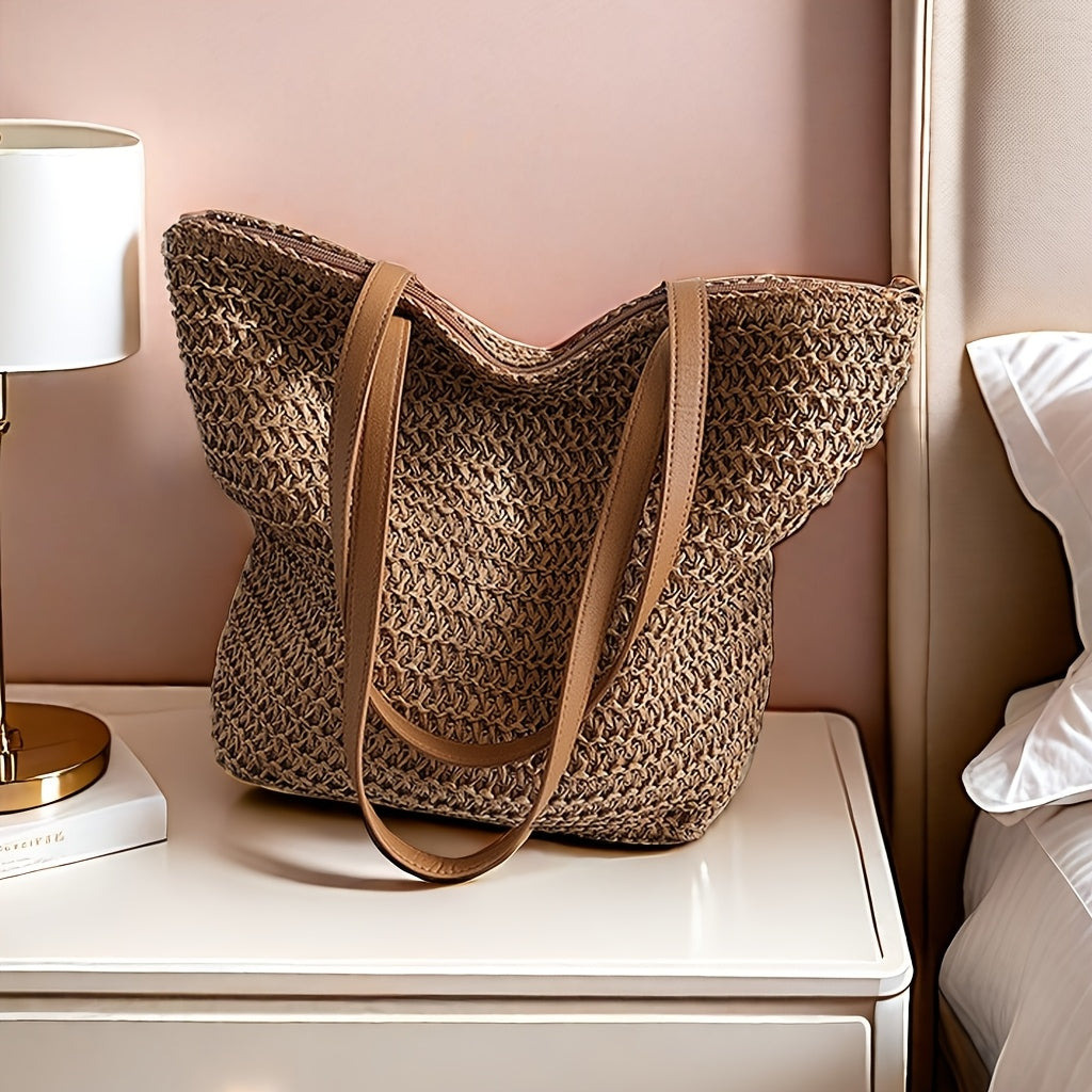 Stylish Woven Straw Handbag