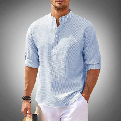 KORA – TEXTURED HENLEY COLLAR WAFFLE SHIRT