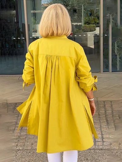 ELLARIA – GATHERED BACK COTTON SHIRT JACKET