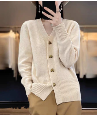 Adele - Elegant Heart Button Cardigan